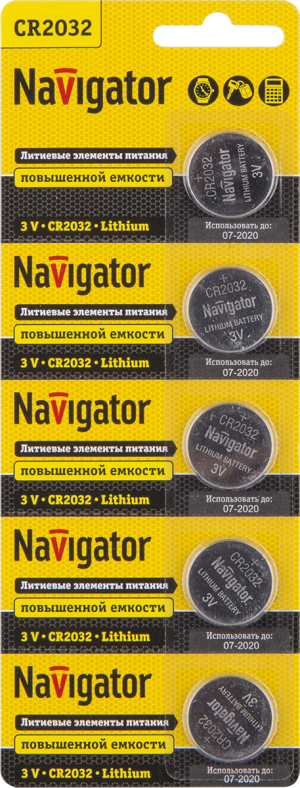 Элемент питания Navigator 94 765 NBT-CR2032-BP5 стр.пр.Китай